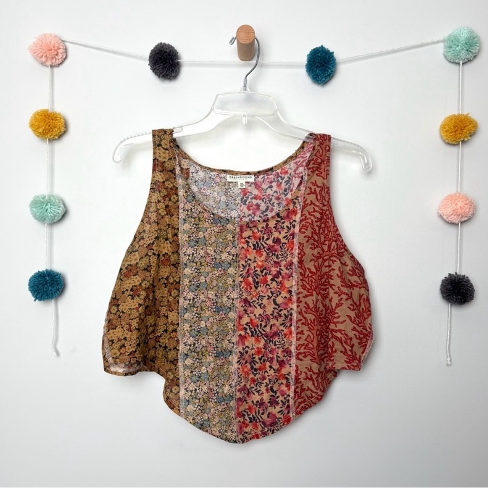 Earthbound Trading Company Floral Cropped Tank Top